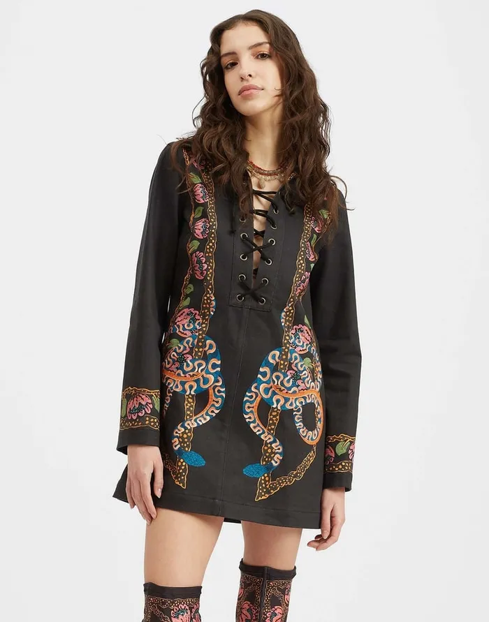 La Doublej Chiara Dress Eve Black In Denim Women Dresses
