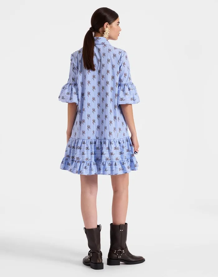 La Doublej Choux Dress Gryphos Light Blue In Cotton Poplin Women Dresses