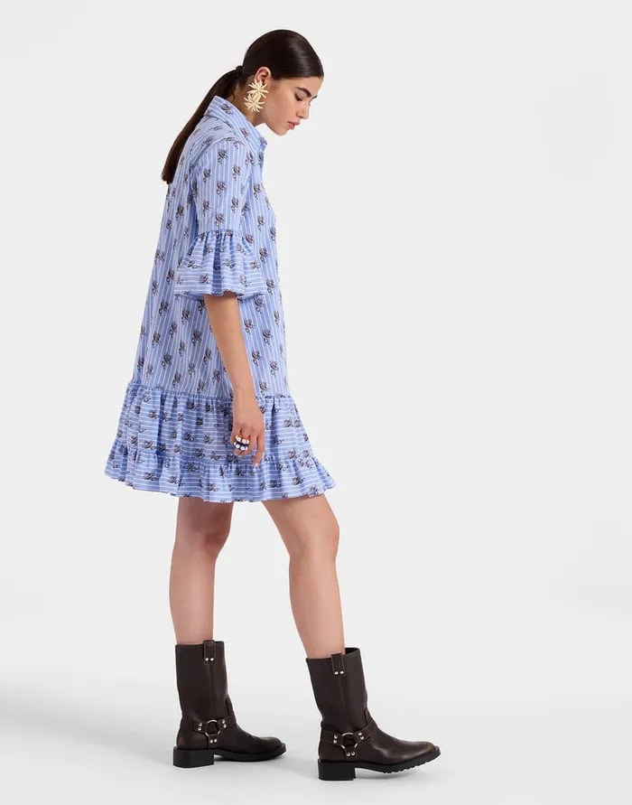 La Doublej Choux Dress Gryphos Light Blue In Cotton Poplin Women Dresses