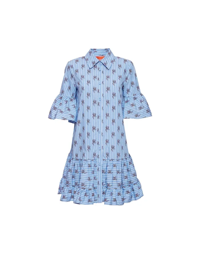 La Doublej Choux Dress Gryphos Light Blue In Cotton Poplin Women Dresses