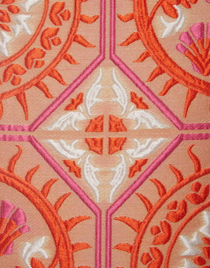 La Doublej Column Dress Sun Orange In Jacquard With Feathers Women Party Dressing