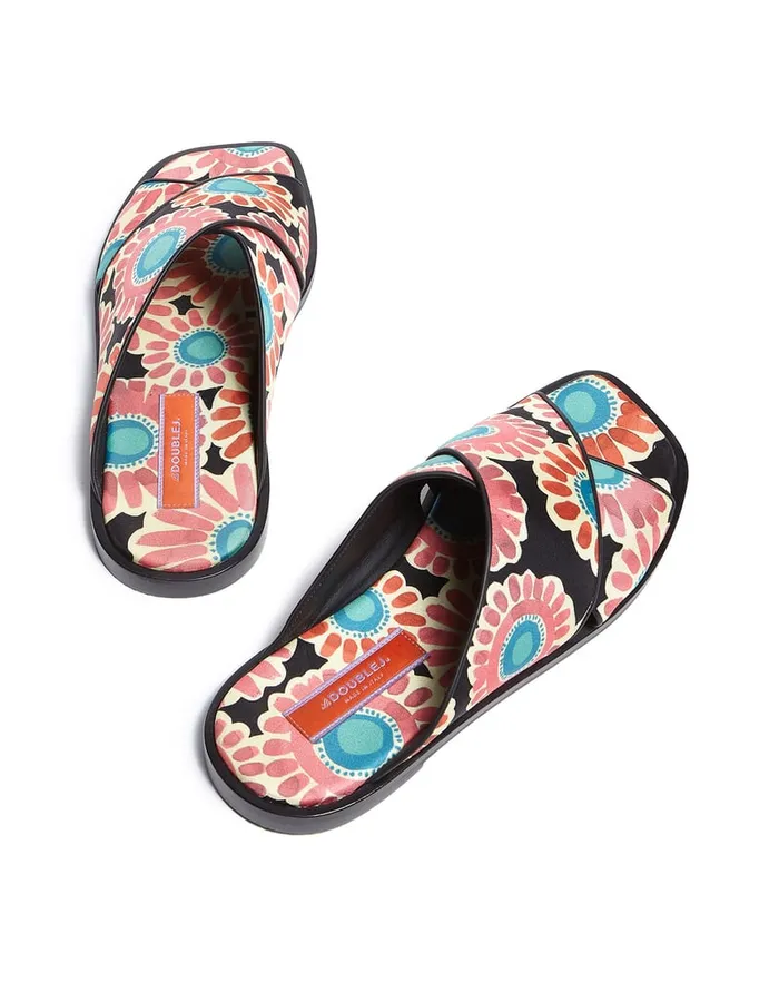 La Doublej CrissCross Sandals Crazy Daisy Black In Twill Women Shoes