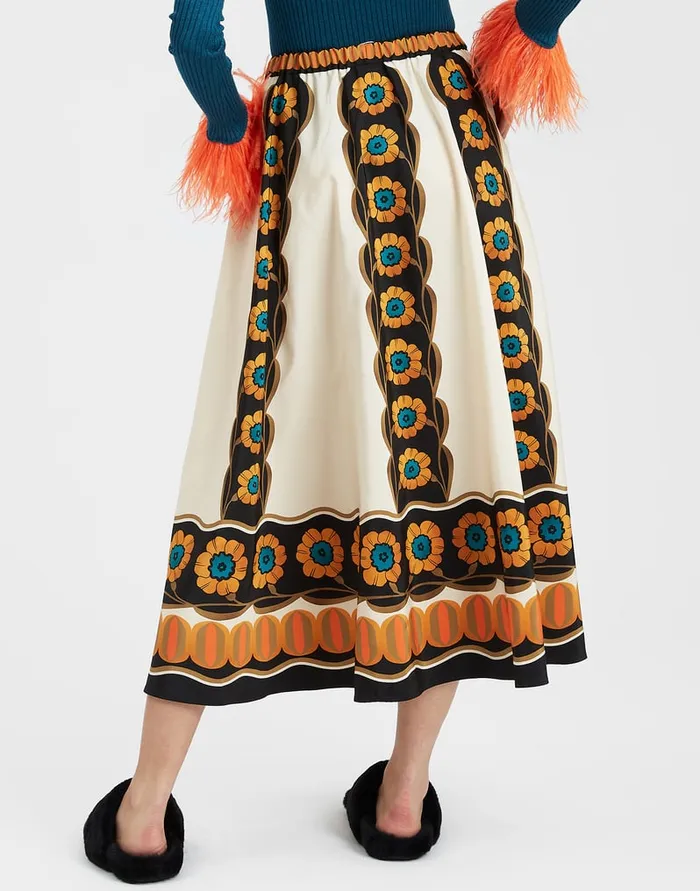 La Doublej Drawstring Skirt Daisychain Place Orange In Light Faille Women Skirts