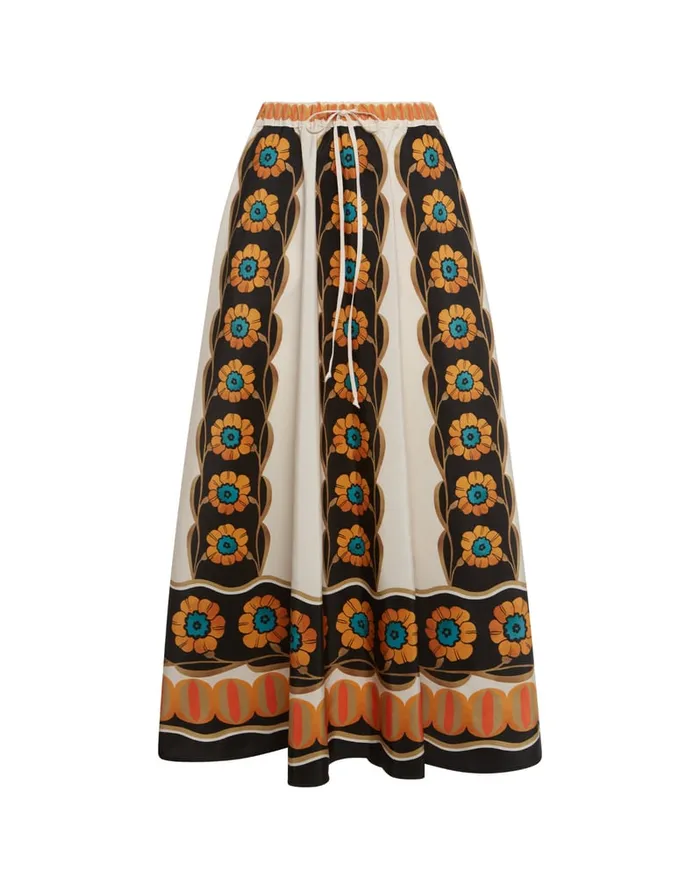 La Doublej Drawstring Skirt Daisychain Place Orange In Light Faille Women Skirts