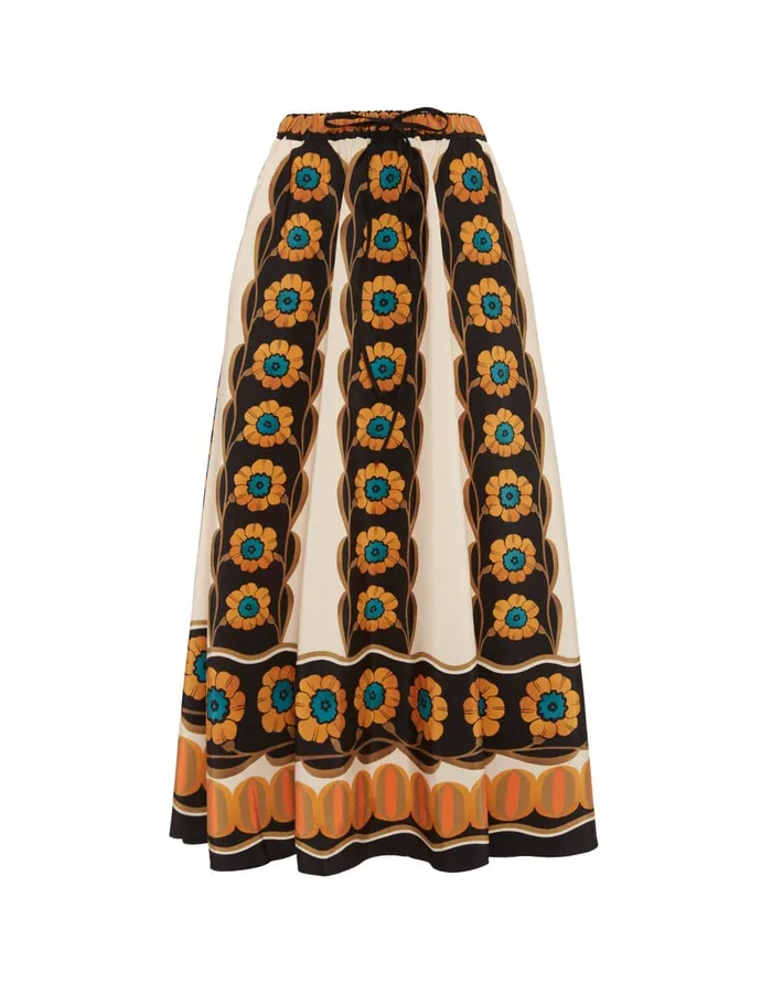 La Doublej Drawstring Skirt Daisychain Place Orange In Light Faille Women Skirts