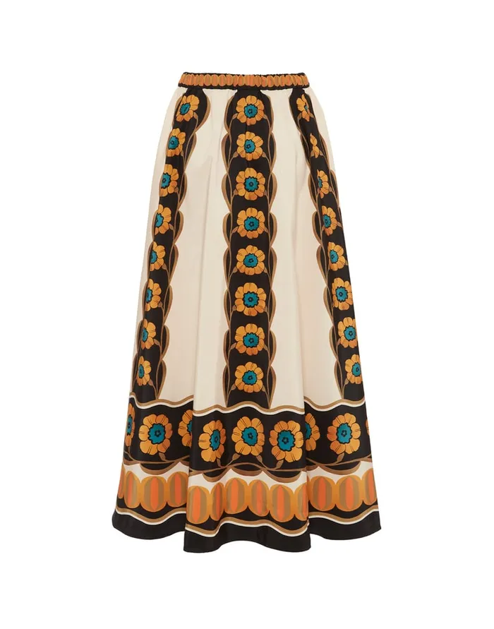 La Doublej Drawstring Skirt Daisychain Place Orange In Light Faille Women Skirts