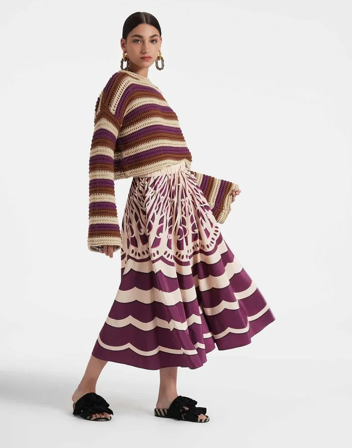 La Doublej Drawstring Skirt Fans Place Purple In Faille Women Skirts