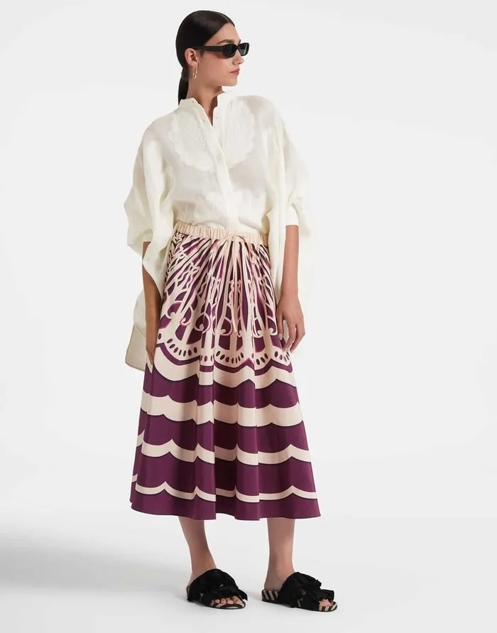 La Doublej Drawstring Skirt Fans Place Purple In Faille Women Skirts