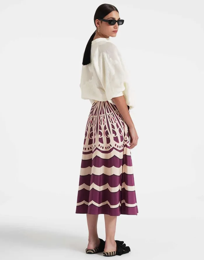 La Doublej Drawstring Skirt Fans Place Purple In Faille Women Skirts
