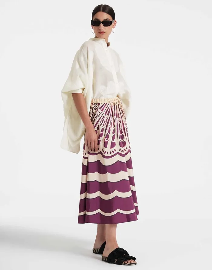 La Doublej Drawstring Skirt Fans Place Purple In Faille Women Skirts
