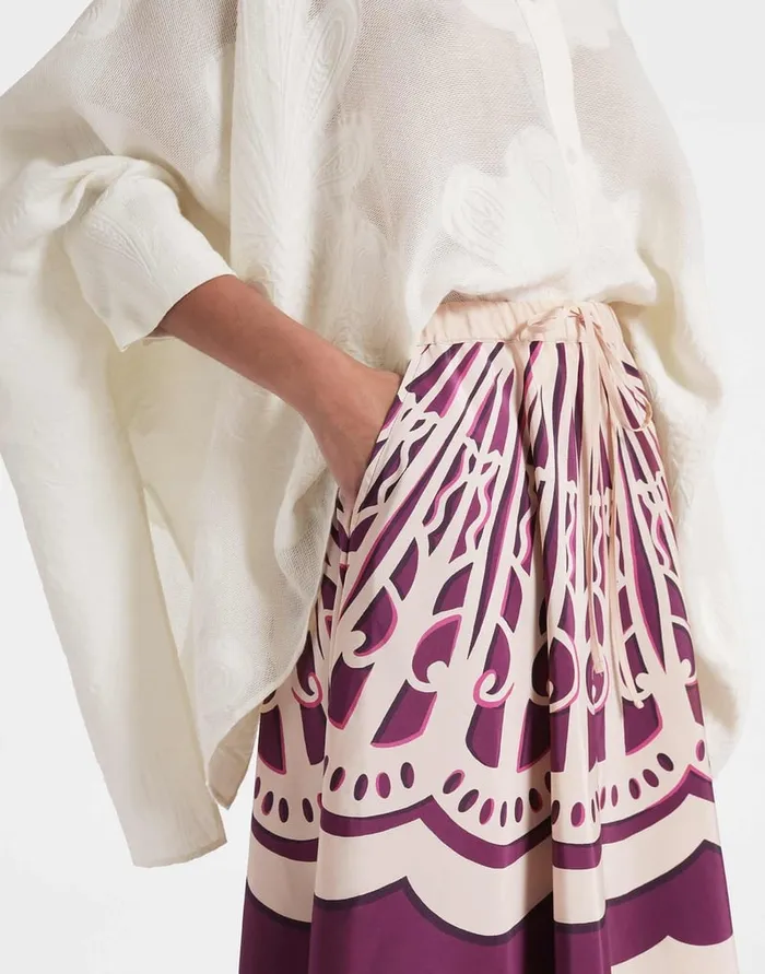La Doublej Drawstring Skirt Fans Place Purple In Faille Women Skirts