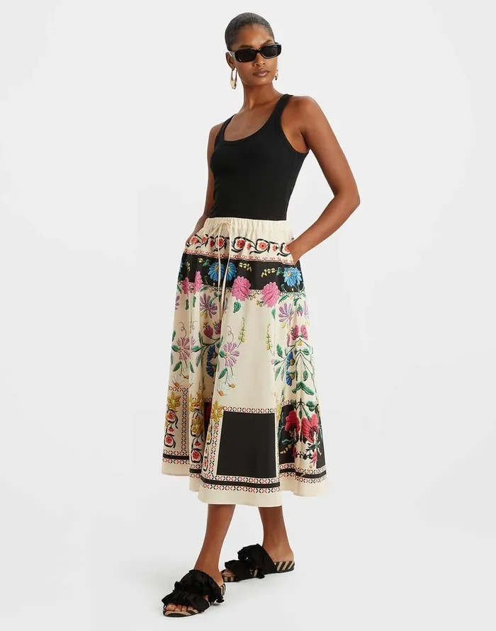 La Doublej Drawstring Skirt Plaza Place Ivory In Faille Women Skirts
