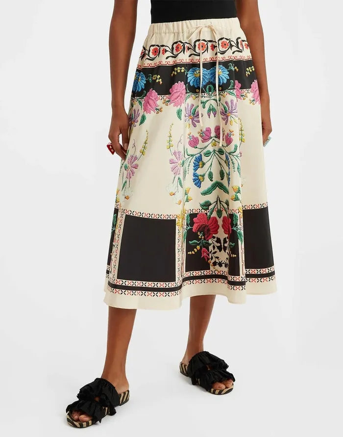 La Doublej Drawstring Skirt Plaza Place Ivory In Faille Women Skirts