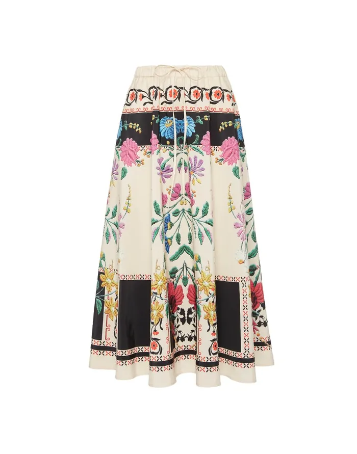 La Doublej Drawstring Skirt Plaza Place Ivory In Faille Women Skirts