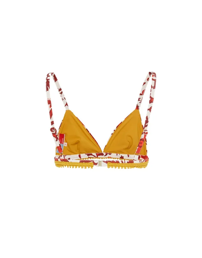 La Doublej Fonda Top Dragonflower Mini Red In Lycra Women Swimwear