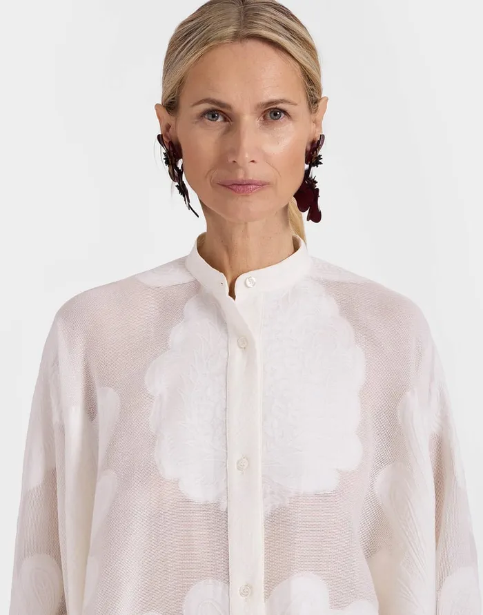 La Doublej Foulard Shirt Pineapple Lace In Jacquard Women Shirts and Tops