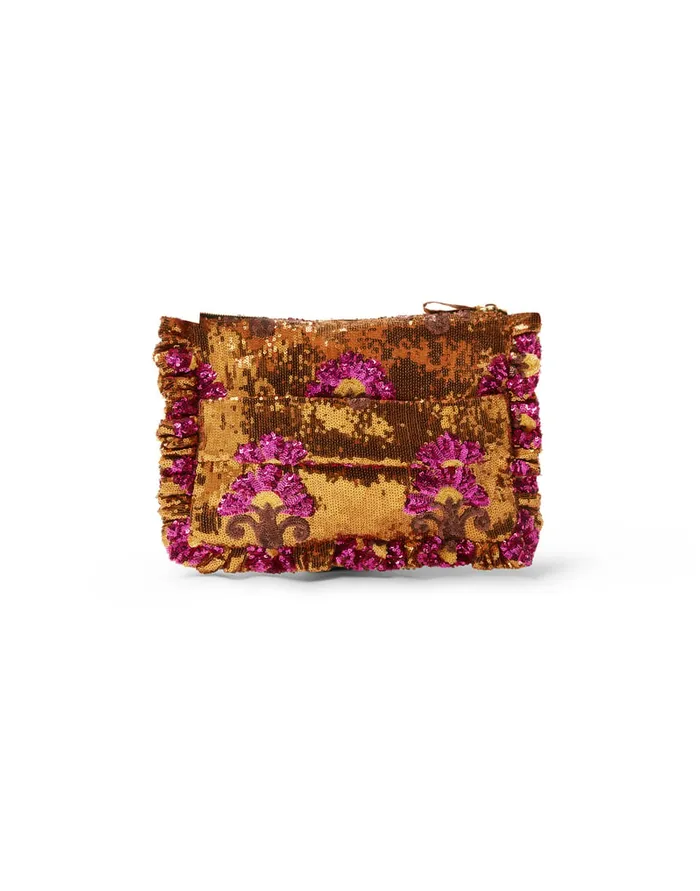 La Doublej Hand Pochette Bronze In Textured Sequins Women Bags and Pochettes