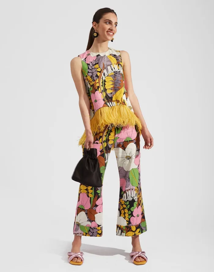 La Doublej Hendrix Pants Big Flower In Shot Cotton Women Shorts and Pants