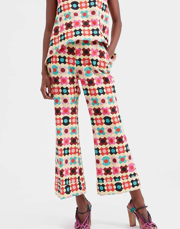 La Doublej Hendrix Pants Groovy Dot Giallo In Shot Cotton Women Shorts and Pants