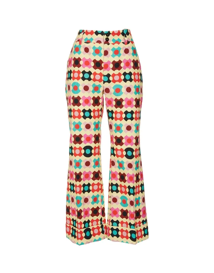 La Doublej Hendrix Pants Groovy Dot Giallo In Shot Cotton Women Shorts and Pants