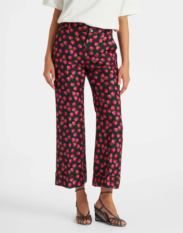 La Doublej Hendrix Pants Lampone Mini Emerald In Cady Wool Women Shorts and Pants