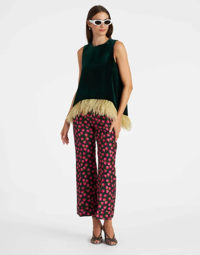 La Doublej Hendrix Pants Lampone Mini Emerald In Cady Wool Women Shorts and Pants
