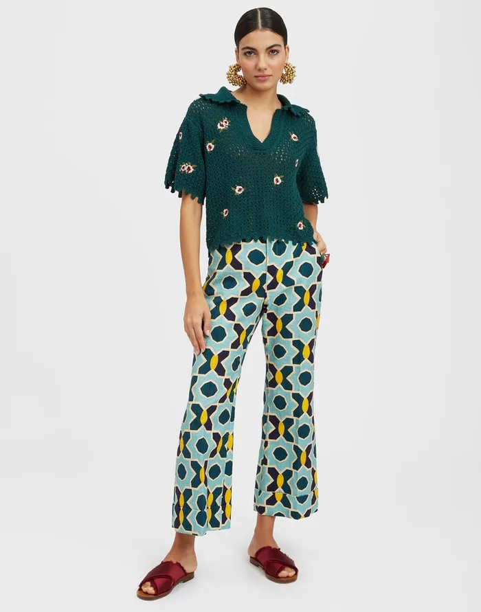 La Doublej Hendrix Pants Plaza Light Blue In Shot Cotton Women Shorts and Pants