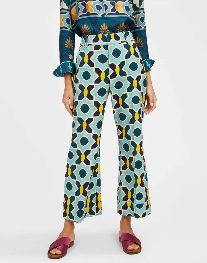 La Doublej Hendrix Pants Plaza Light Blue In Shot Cotton Women Shorts and Pants