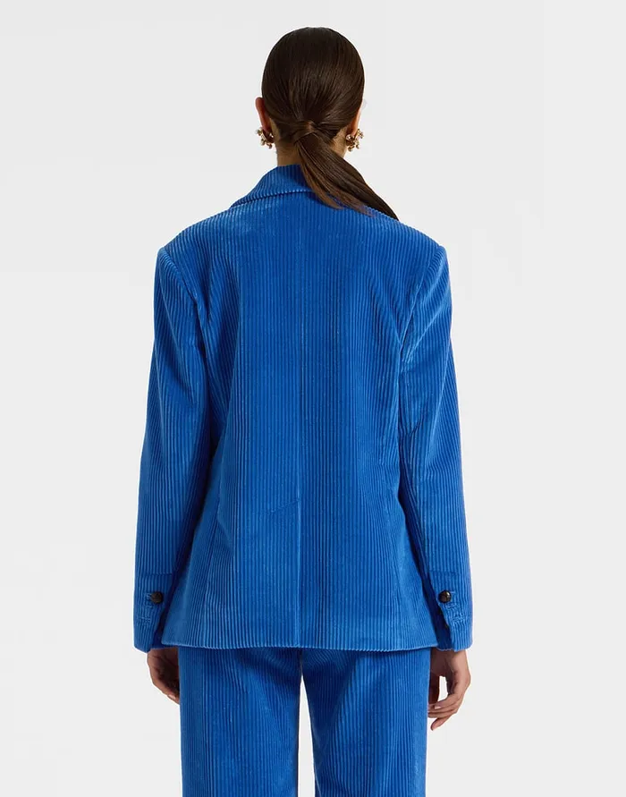La Doublej Kelly Jacket Solid Light Blue In Velvet Corduroy Women Outerwear