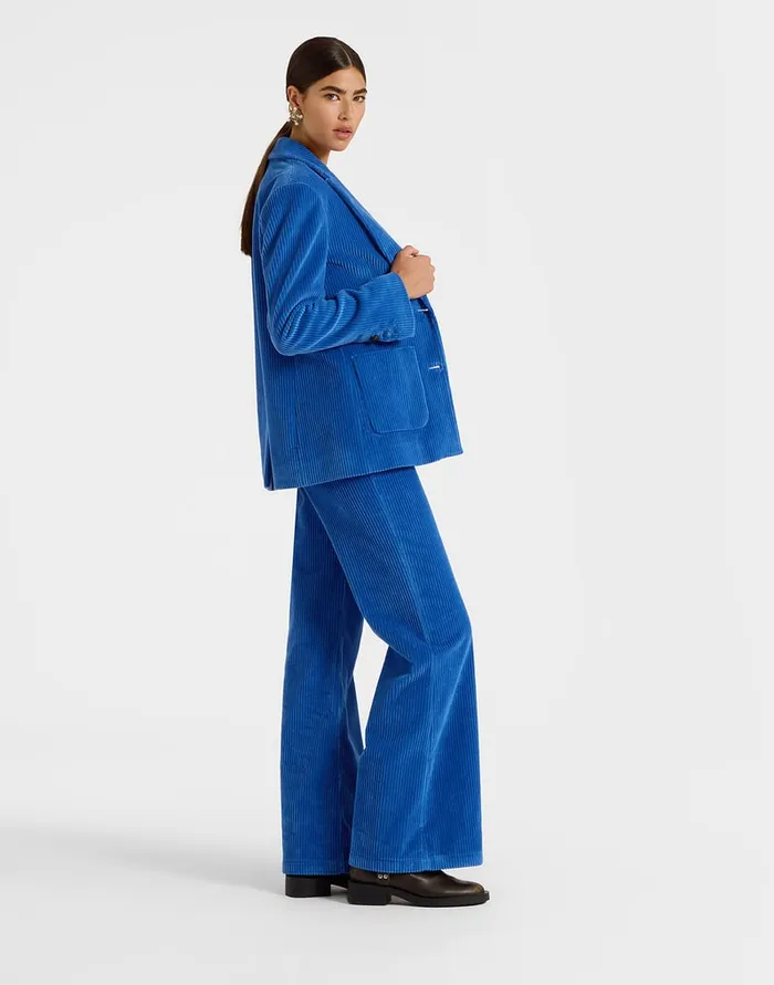 La Doublej Kelly Jacket Solid Light Blue In Velvet Corduroy Women Outerwear