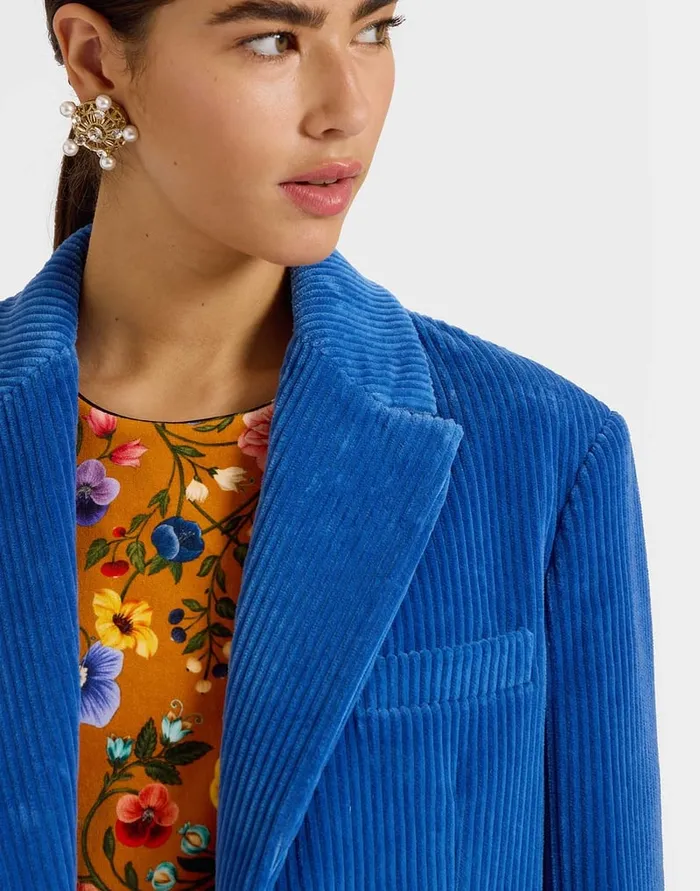La Doublej Kelly Jacket Solid Light Blue In Velvet Corduroy Women Outerwear