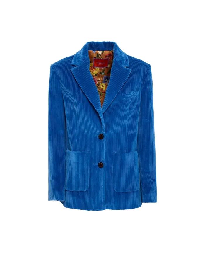 La Doublej Kelly Jacket Solid Light Blue In Velvet Corduroy Women Outerwear