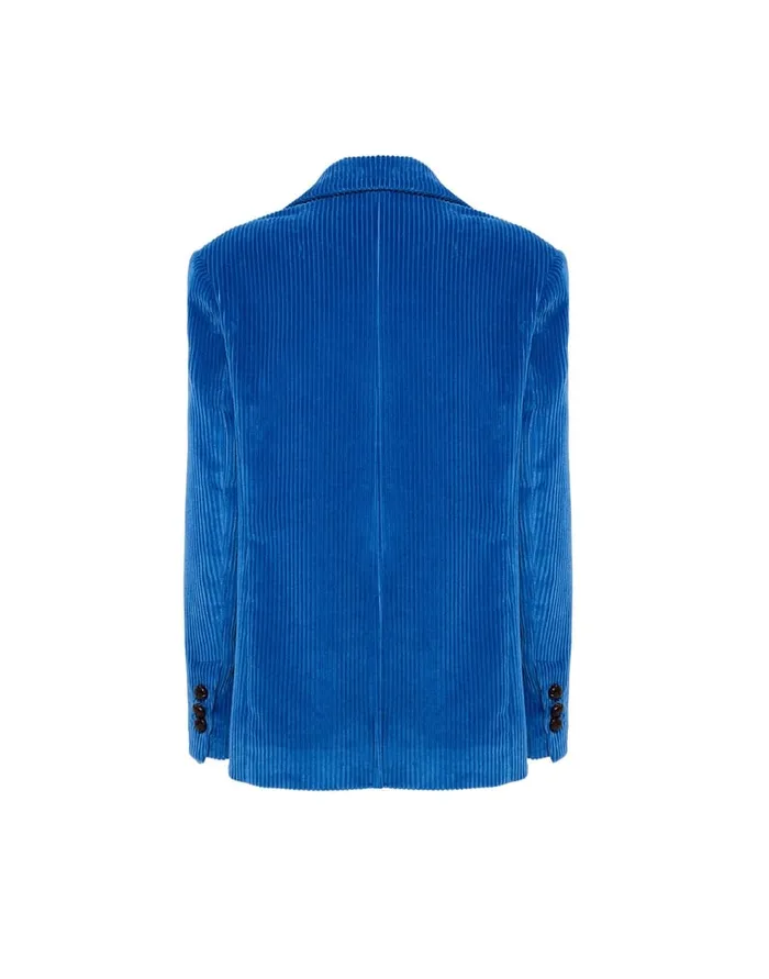 La Doublej Kelly Jacket Solid Light Blue In Velvet Corduroy Women Outerwear