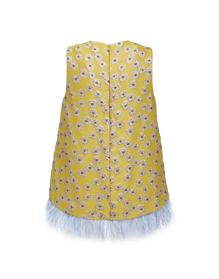 La Doublej La Scala Top With Feathers Margarita In Jacquard Women Party Dressing