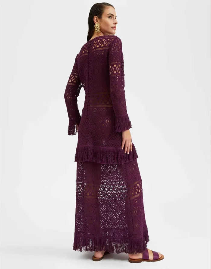 La Doublej Lacey Long Sleeve Swing Dress Plaza Purple In Macram Women Dresses