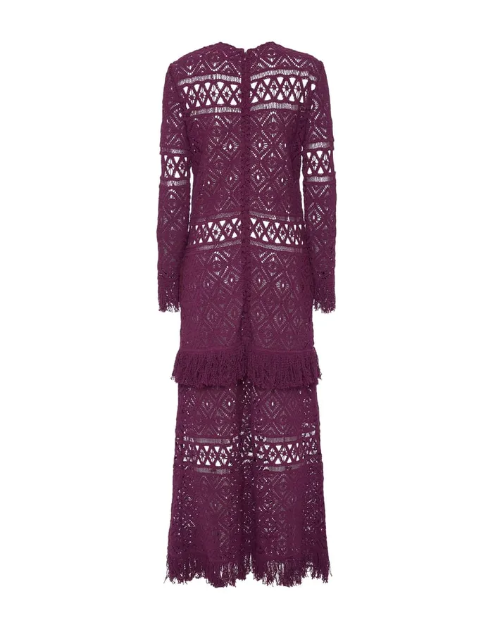 La Doublej Lacey Long Sleeve Swing Dress Plaza Purple In Macram Women Dresses