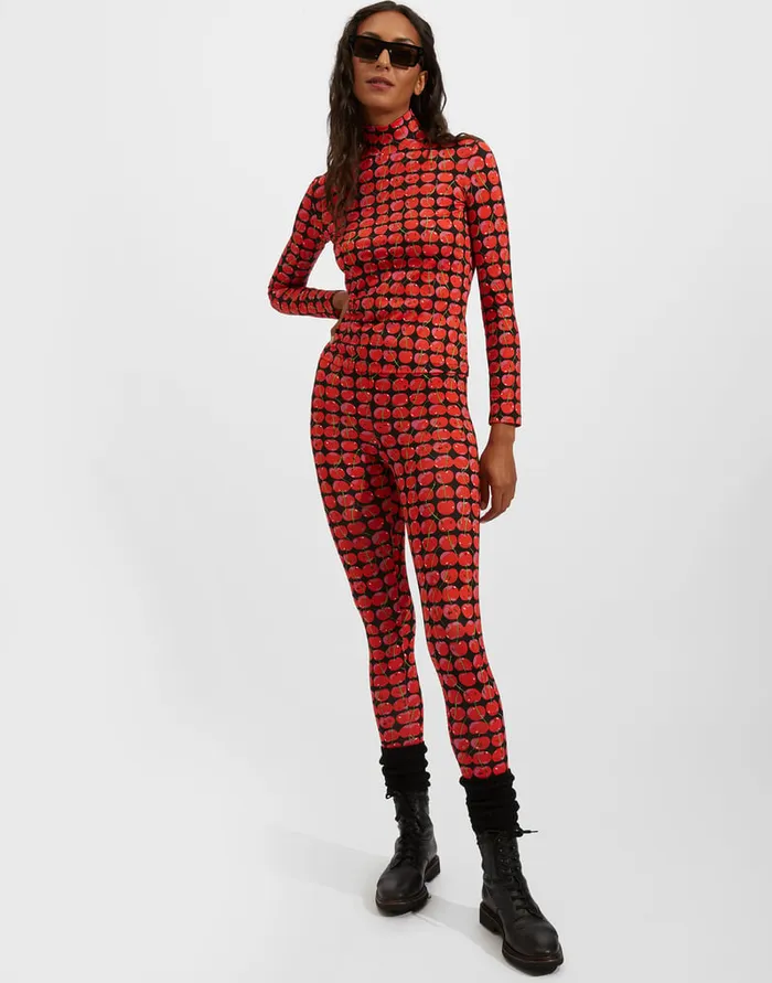 La Doublej Leggings Black Cherries In New Skinny Jersey Women Loungewear