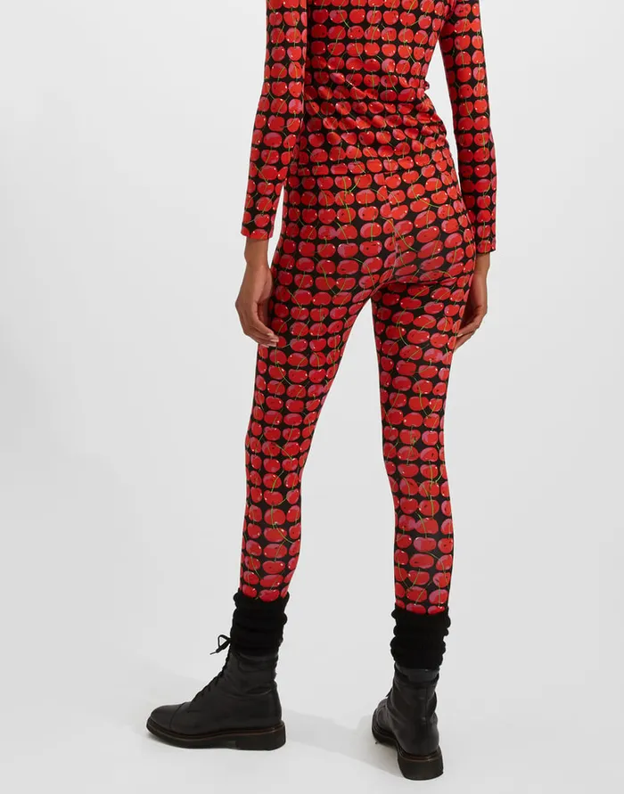 La Doublej Leggings Black Cherries In New Skinny Jersey Women Loungewear