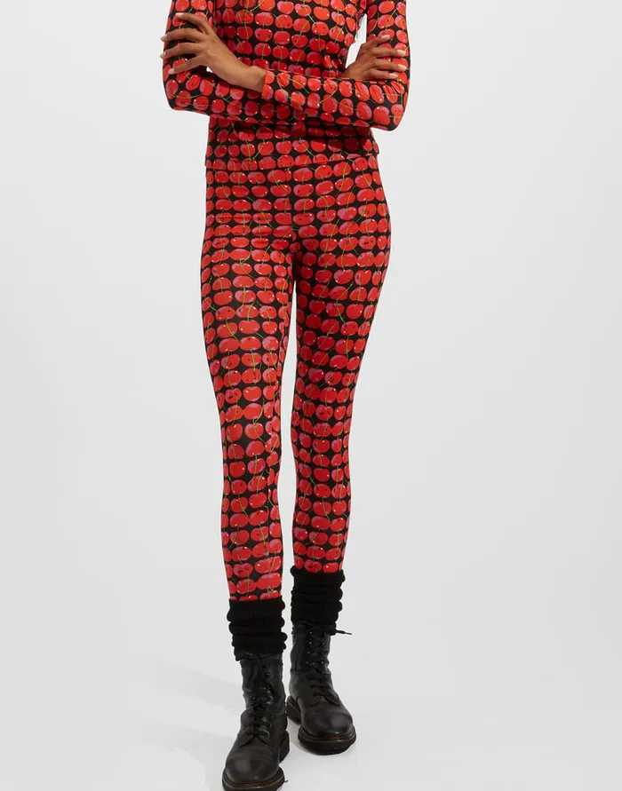 La Doublej Leggings Black Cherries In New Skinny Jersey Women Loungewear