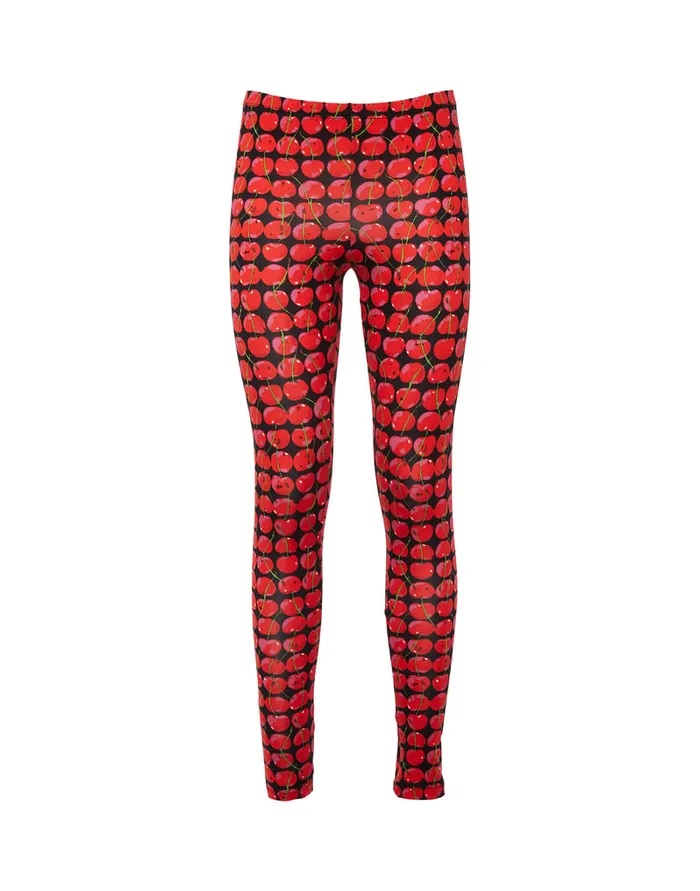 La Doublej Leggings Black Cherries In New Skinny Jersey Women Loungewear