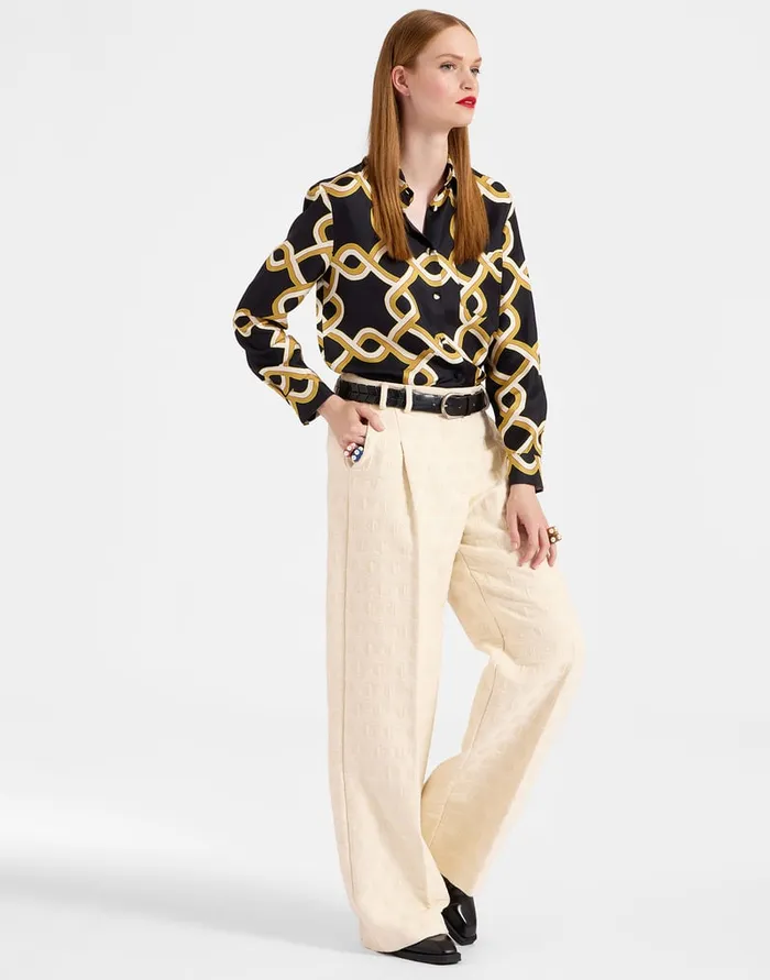 La Doublej Loose Pants Creamy In Jacquard Women Shorts and Pants