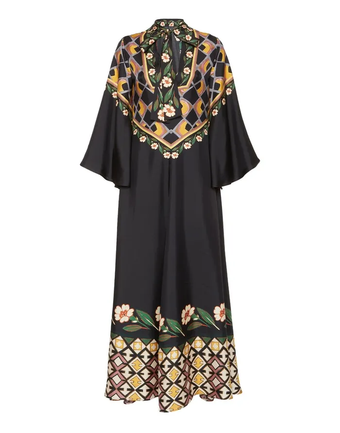 La Doublej Magnifico Dress Dazed Place Black In Silk Twill Women Dresses
