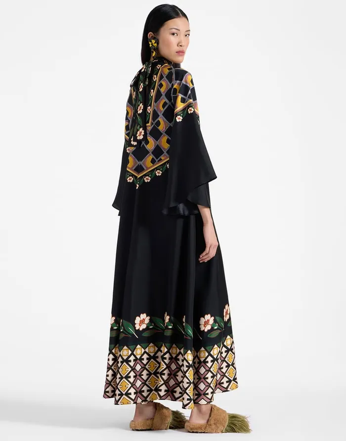 La Doublej Magnifico Dress Dazed Place Black In Silk Twill Women Dresses