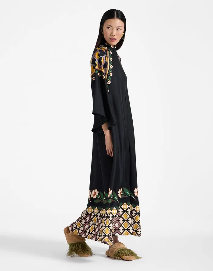 La Doublej Magnifico Dress Dazed Place Black In Silk Twill Women Dresses