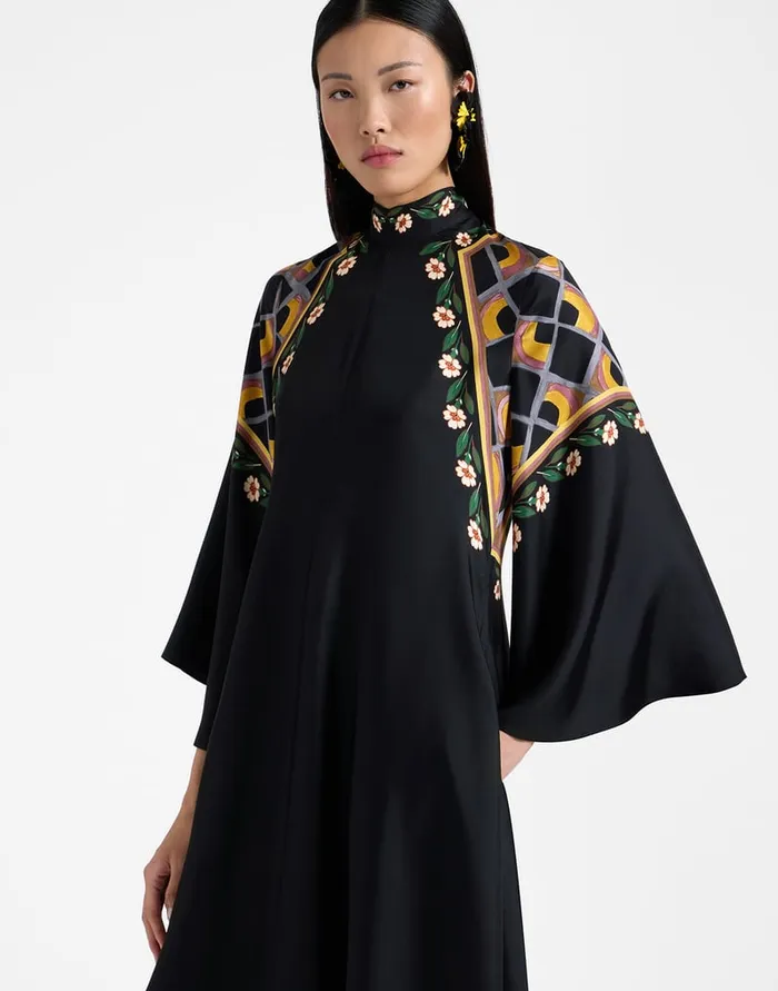 La Doublej Magnifico Dress Dazed Place Black In Silk Twill Women Dresses
