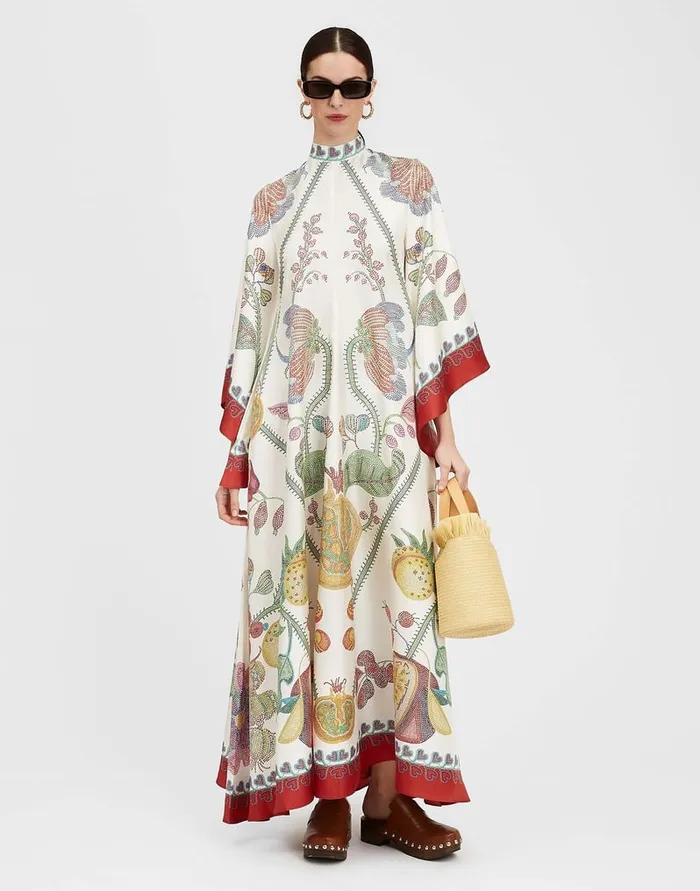 La Doublej Magnifico Dress Grenadilla Place Off White In Silk Twill Women Party Dressing