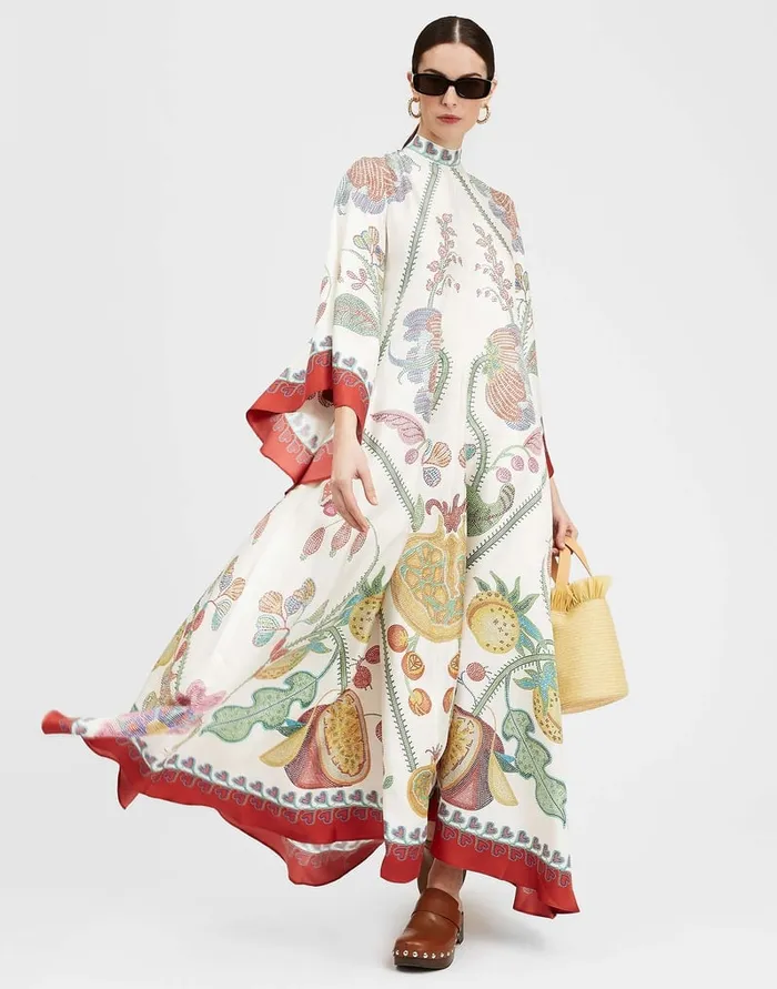 La Doublej Magnifico Dress Grenadilla Place Off White In Silk Twill Women Party Dressing