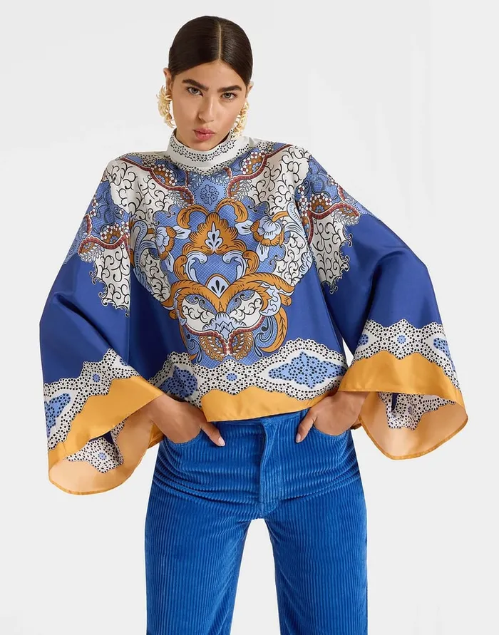 La Doublej Make An Exit Top Portal Place Light Blue In Silk Twill Women Shirts and Tops La Doublej Make An Exit Top Portal Place Light Blue In Silk Twill Women Shirts and Tops