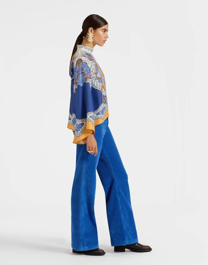 La Doublej Make An Exit Top Portal Place Light Blue In Silk Twill Women Shirts and Tops