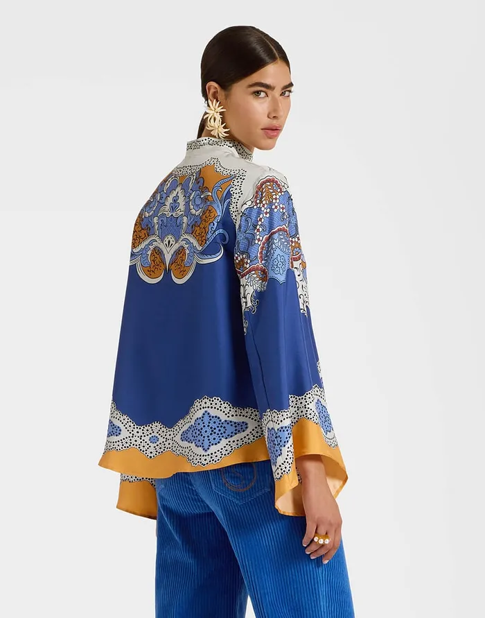 La Doublej Make An Exit Top Portal Place Light Blue In Silk Twill Women Shirts and Tops